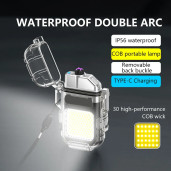 BLUE Waterproof Electronic Arc Plasma Lighter with Flashlight