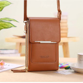  Women Bags Soft Leather Wallets Touch Screen ( brown color ) Code : 51