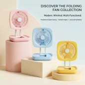 Rechargeable Soft Light Desktop Silent Foldable Electric Table Fan (JK-F666)pink