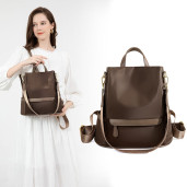 New Design Women Backpack Nylon Waterproof Anti-Theft Travel Bagpack(Coffee)