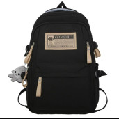 Academy Style School Bag Book Bag Lightweight College Student Backpack(Black)