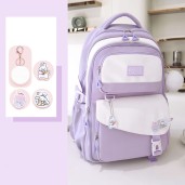 Best Selling Collection Brand Waterproof School Bag (Soft purple)