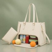 Women's Premium Lunch Tote & Pouch Set(Cream)