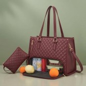 Women's Premium Lunch Tote & Pouch Set(Maroon)