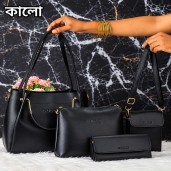 4pcs Combo Women Best Leather Tote Bag (Black)